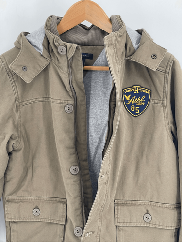 Tommy Hilfiger Jacket Coat Boys Girls Size XL 16/18 Khaki Tan Hooded - Picture 11 of 13