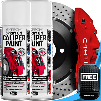 2x E-Tech Car Brake Caliper Paint Red Spray-On 400mL Heat rated 250°C AESCP-R+DM