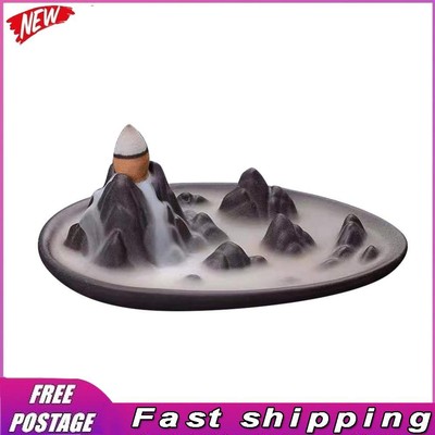 Incense Burner Ceramic Backflow Sandalwood Incense Cone for Home Decor (C)