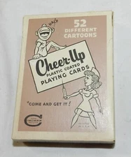 Vintage Cheer-Up Playing Cards - 52 Different Cartoons - Complete deck Tan backs