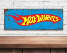 hot wheels metal sign, hot wheels, rustic look, metal sign, mancave, toys