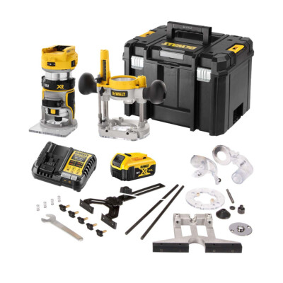 DeWalt DCW604P1 18V Akku-Kombifraese mit 1x 5Ah Akku, Ladegerät und Koffer