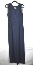 Eliza J Womens Navy Sleeveless Crepe Jumpsuit Pockets Elastic Waist $148 10
