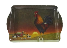 Ashdene Countryside Rooster Trinket Tray Melamine Ware 18cm x 12cm Depth 1cm GC