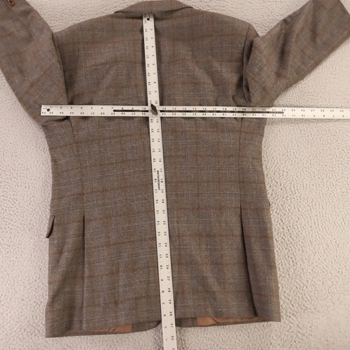 Coppley Jacket M Brown Blue Check 100% Wool Twill Blazer Davelle Canada 40R - Picture 12 of 17