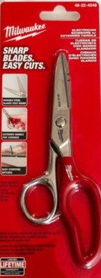 Milwaukee Electrician Scissors With Extended Handle, Durable Steel
