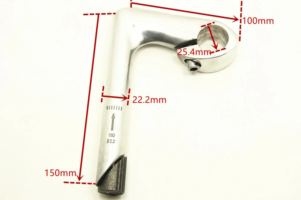 Vintage Bicycle Handlebar Quill Stems 22.2 x 150mm Clamp 25.4mm Aluminum - Image 3 of 4