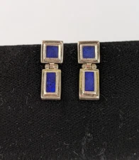 Vintage Sterling Silver 925 & Blue Stone signed BOMA Earrings