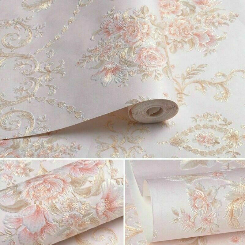 5M SelfAdhesive Nonwoven Wallpaper 3D Floral DAMASK Embossed Wall