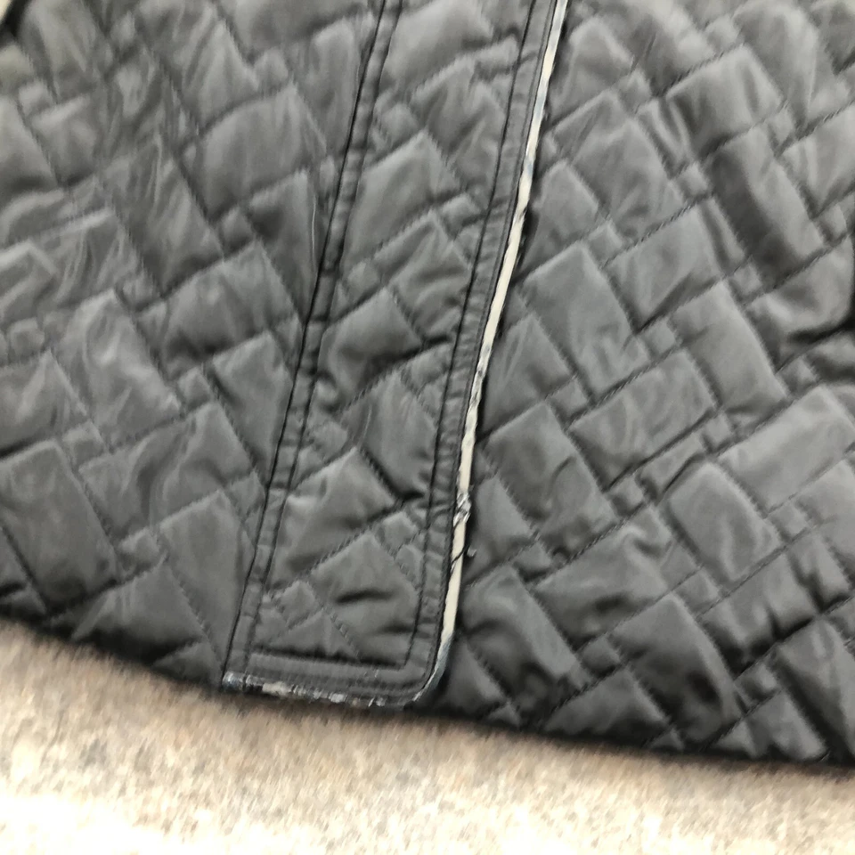 Chaqueta Cole Haan para mujer grande negra acolchada con logotipo cremallera completa a presión * Foto 4 de 4