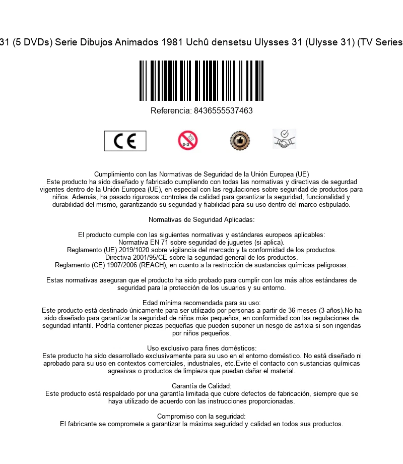 Ulises 31 (5 DVDs) Serie Dibujos Animados 1981 Uchû densetsu Ulysses 31 (Ulysse - Imagen 3 de 3