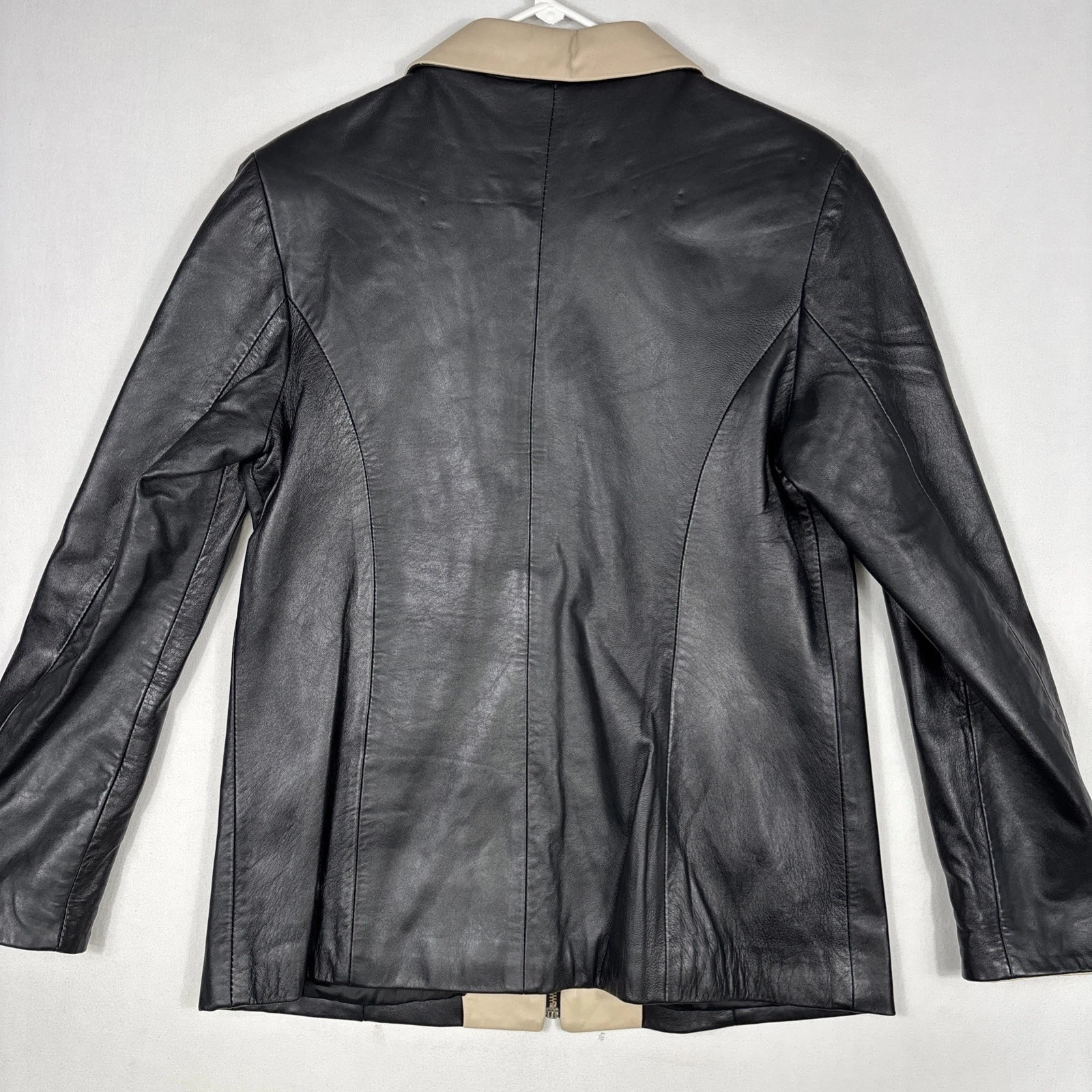 Vintage Vera Pelle Leather Jacket Men's 46 Black Biker Bomber Coat Made In Italy image 4