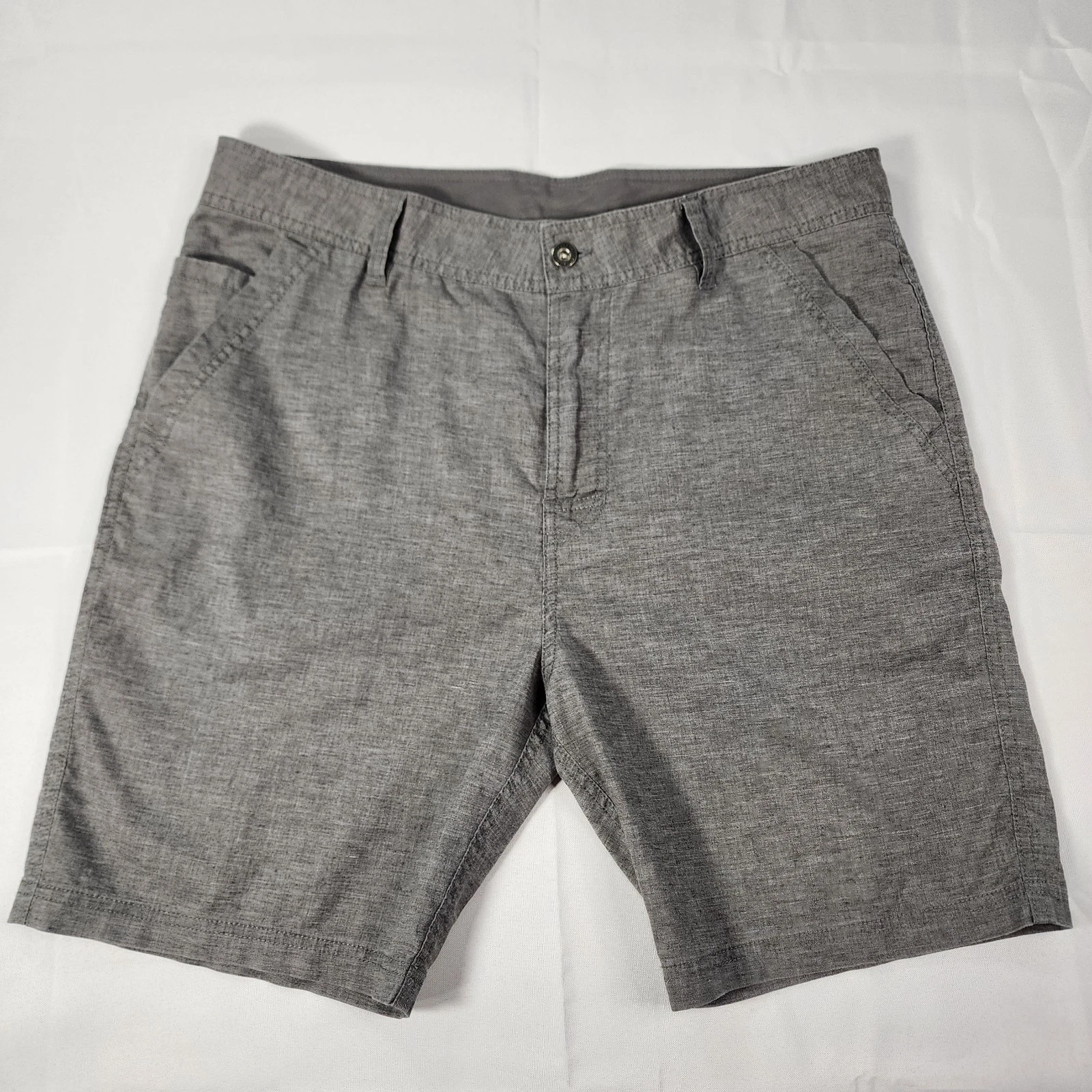 prAna Furrow Shorts Men's 36 Gray Hemp Blend Lightweight Outdoor Chino M3FU08115