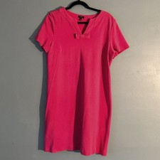 Talbots pink v-neck short sleeve dress with bow decoration size LP