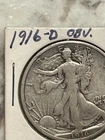 1916 Walking Liberty 90% Silver Half Dollar , VG #105.