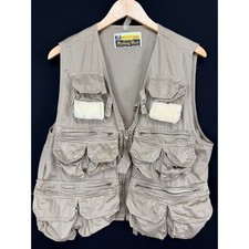 Wild Life Brand Vintage 90s Canvas Multi Pocket Fishing Utility Vest Beige