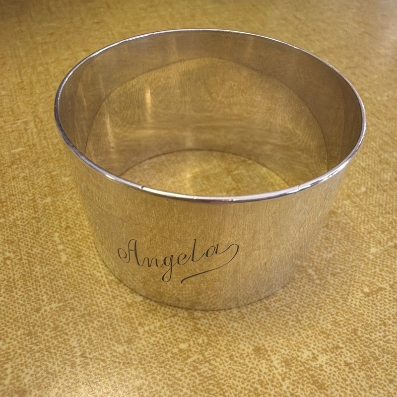 Sterling Silver (.925) Napkin Ring, Engraved “Angela” Hallmarked