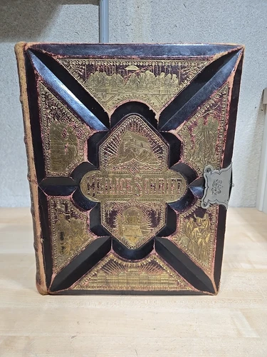 Antique 1800s German Holy Bible Heilige Schrift Holy Scripture Leather Lutheran