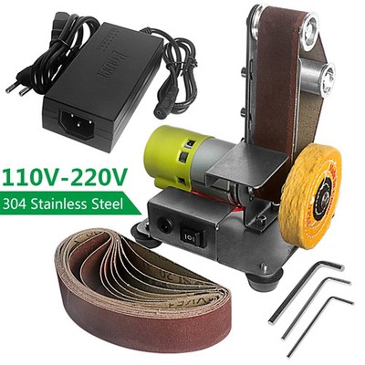 110V/220V Mini Electric Belt Sander Desktop Vertical Polishing Machine Grinder