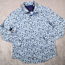 Robert Graham long sleeve button up shirt L tailored fit abstract geometric blue