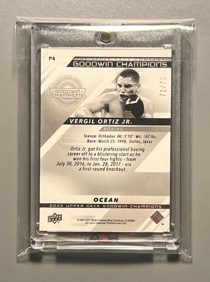 VERGIL ORTIZ JR  💎“RARE” ✨ROOKIE✨ CARD! #71/75  “OCEAN” PLATINUM REFRACTOR - Image 2 of 2