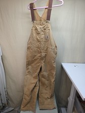 Vintage Weathered Carhartt 40x30 Brown Duck Bib Overall/Quilt Lined R02 BRN