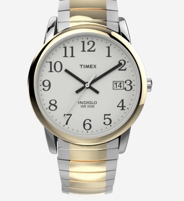 Men's Timex Easy Reader Indiglo Two Tone 38mm Quartz Watch WR 30M  NEW