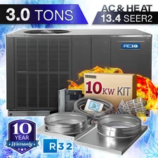 ACiQ 3 Ton Central Air Conditioning Package Unit AC System & Kit, R32 Horizontal