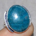Blue Apatite 925 Silver Plated Ring US 6 Office Wear Jewelry Most Beautiful GW