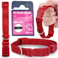 Hundehalsband Hund Katze Welpe Einstellbare Sicherheit Nylonhalsband 25-40Cm Rot