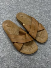 OluKai Kipe'a Olu Sandals Womens Size 10 Brown Leather Slide Comfort Slip On