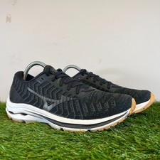 Mizuno Trainers Size 7.5 Men Black Wave Rider 24 Waveknit Walking Running Shoes