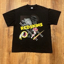 Vintage 90s Washington Redskins T Shirt NFL Black Mens Large Single Stitched