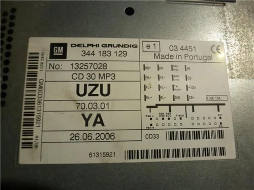 344183129 Sistema Audio/Radio Cd para OPEL CORSA D * 2007 108724 - Imagen 3 de 4