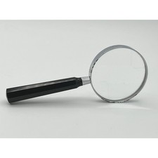 Vintage Bausch & Lomb USA Magnifying Glass Black Hex Handle Chrome Rim 7.5 Inch
