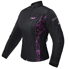 HWK Women's Adventure Motorcycle Jacket with CE Armor, 3X-Large - Black/Pink-