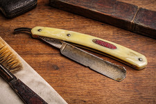 Rasoir coupe-chou ancien Solingen 7/8 – lame décorée – vintage à restaurer