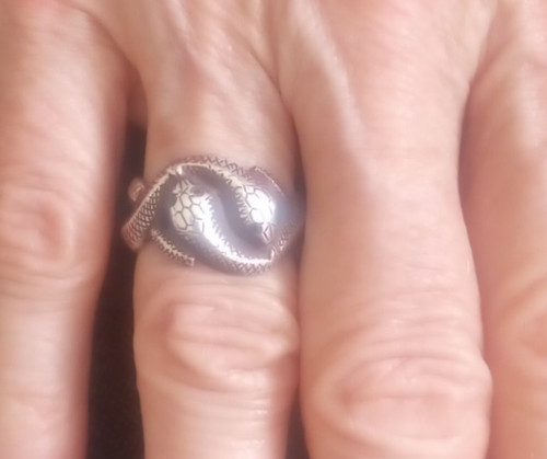 Sterling Silver Twisted Snake Ring Vintage w/ Red eyes Eyes 6.7g