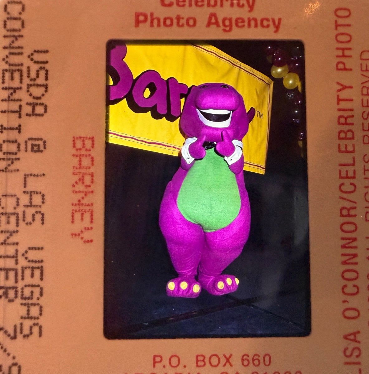 BARNEY THE DINOSAUR ON THE RED CARPET ORIG.PHOTOS 35MM SLIDE