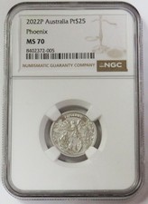 2022 P PLATINUM AUSTRALIA 1/4oz PHOENIX $25 COIN NGC MINT STATE 70 2700.00 per troy oz