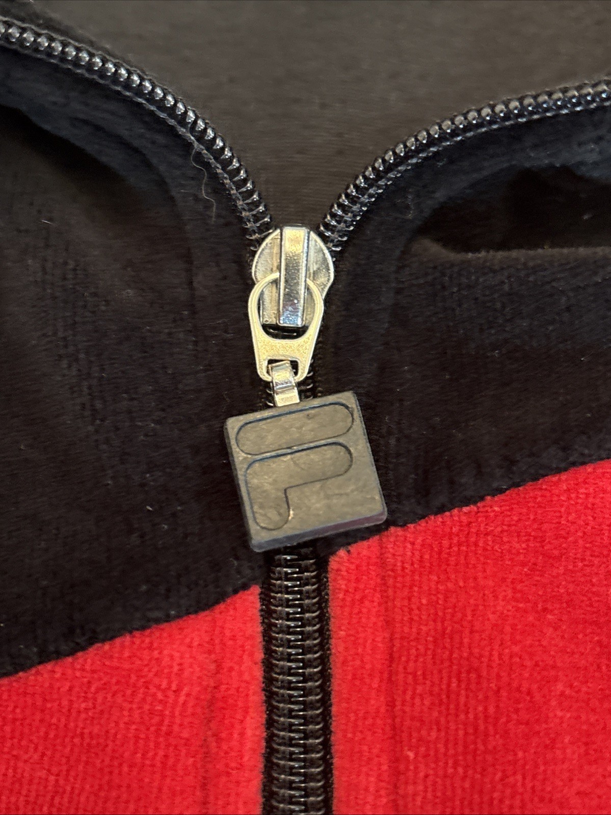 giacca felpa velluto morbido fila vintage anni 90 pista taglia L nero rosso bianco zip
