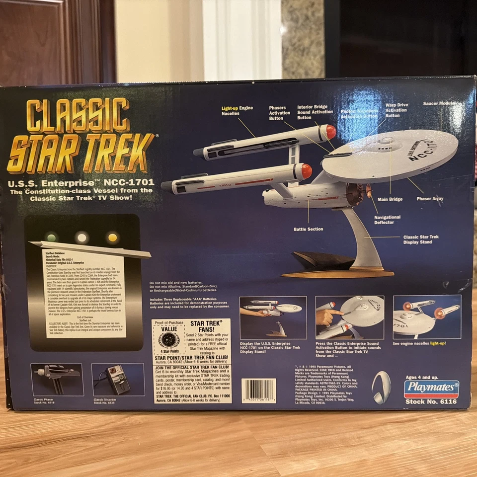 Nuevo 1995 Playmates Classic Star Trek USS Enterprise NCC-1701 Edición Coleccionista Foto 4 de 4