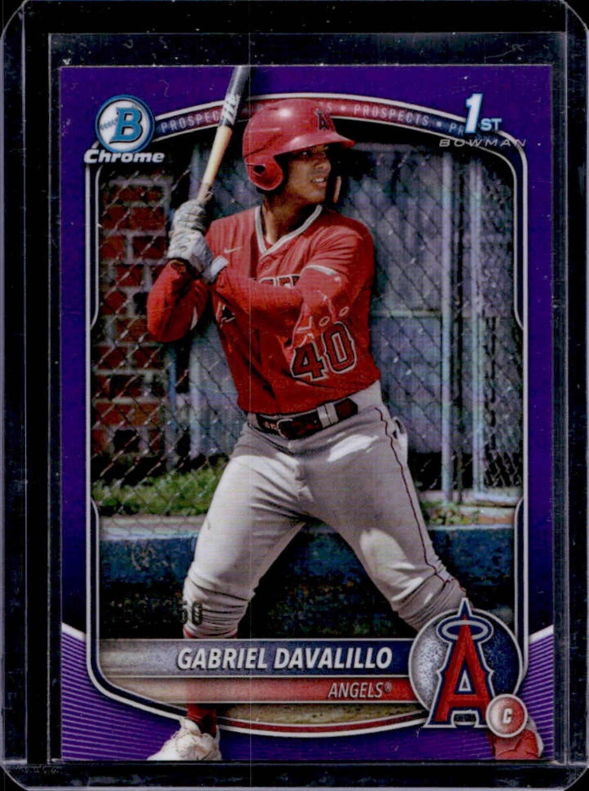 2025 Bowman Chrome Gabriel Davalillo Purple Refractor 1st Prospect #/250 Angels