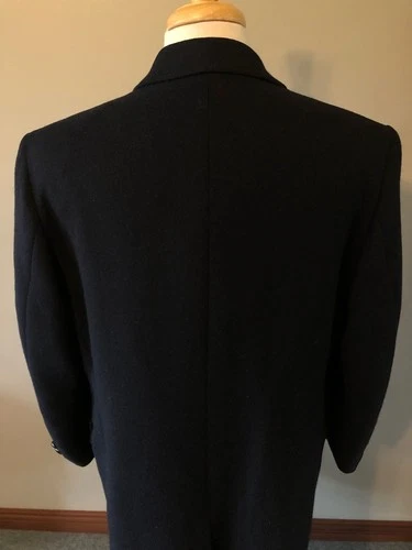 Men's Bloomingdales Navy Wool Double-Breasted Overcoat-Size 40R-Made in England image 8