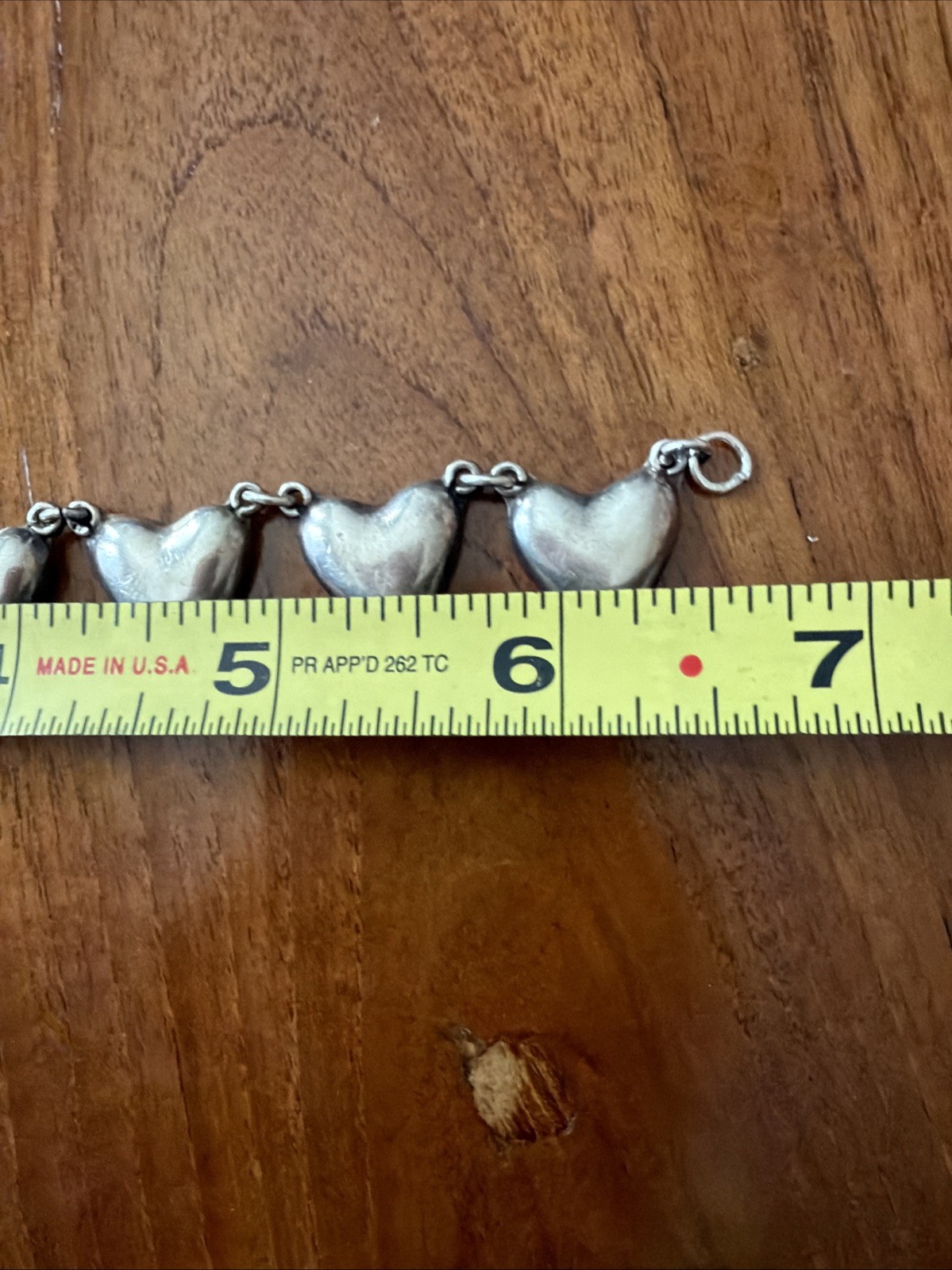 Sterling Silver Solid Heart Link Chain Bracelet V… - image 7