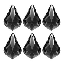 6Pack K9 Crystal Teardrop Beads 38mm Chandelier Prisms Leaf Black