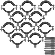 10 St&uuml;ck Edelstahl Rohrschellen 12 bis 207mm mit Stockschraube VA V2A A2 Gummi