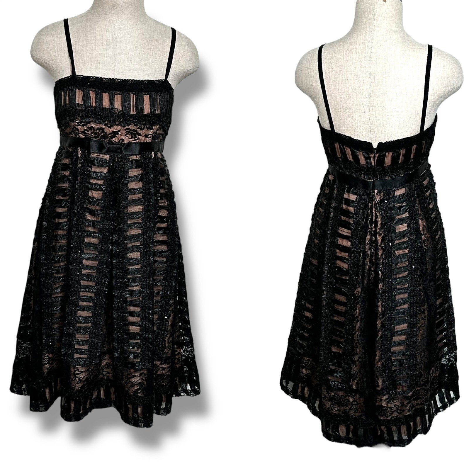 Vintage Anna Sui Black Lace Dress Cocktail Party Original Sample Glam Size S