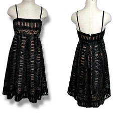 Vintage Anna Sui Black Lace Dress Cocktail Party Original Sample Glam Size S