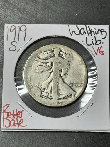 1919 S Walking Liberty Half Dollar VG Very Good Better Date Coin (Raw15521)